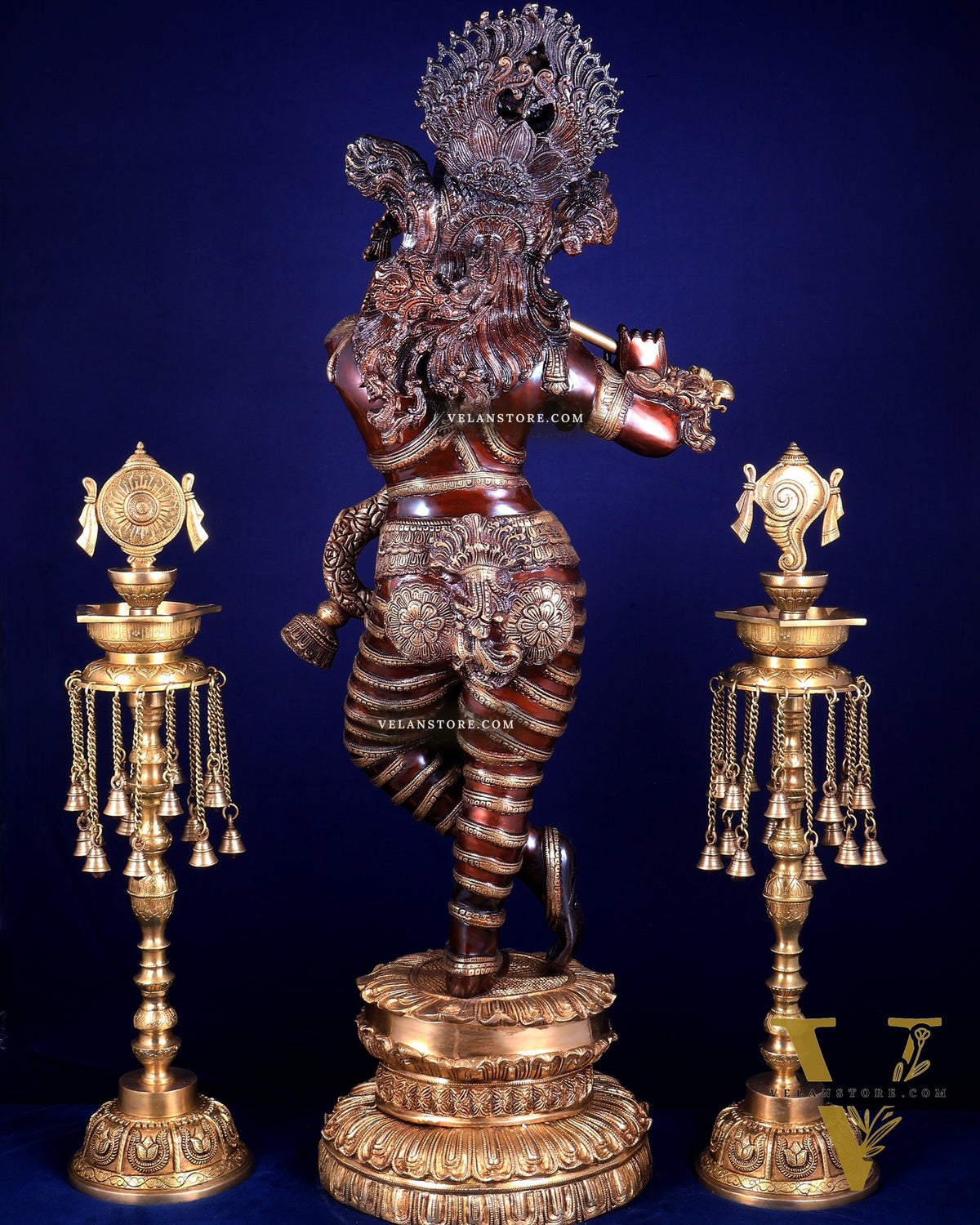 Brass Krishna dual tone Large Statue - 46 inch
