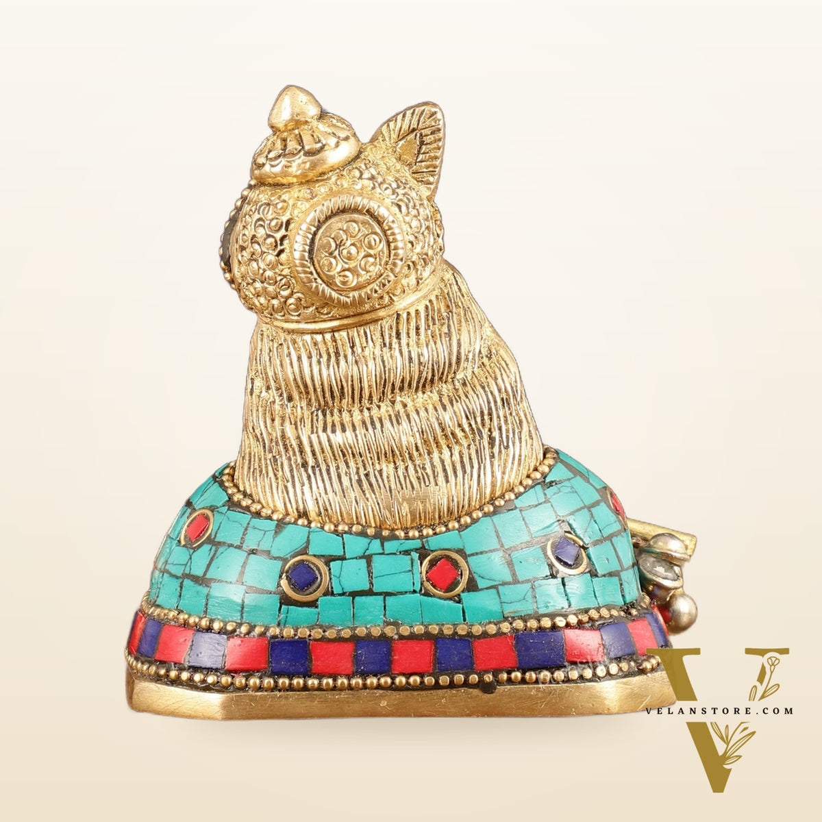 Brass Krishna Face Bust Showpiece - 3.5" Height