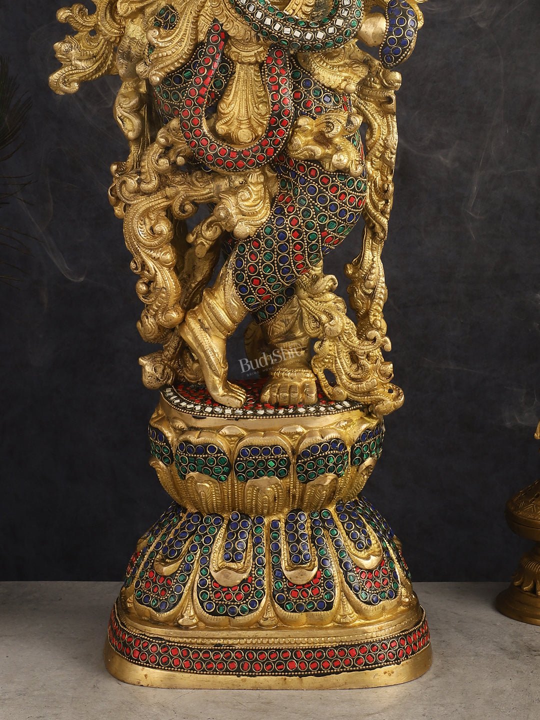 Brass Krishna Idol 30 inch multicolour