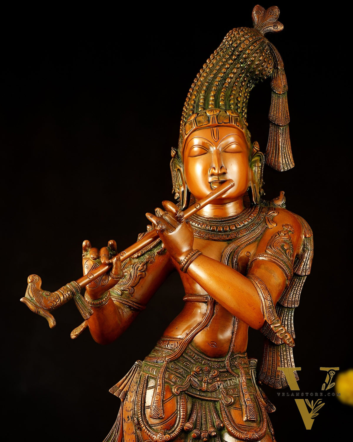 Brass Krishna kerala style Idol 36"