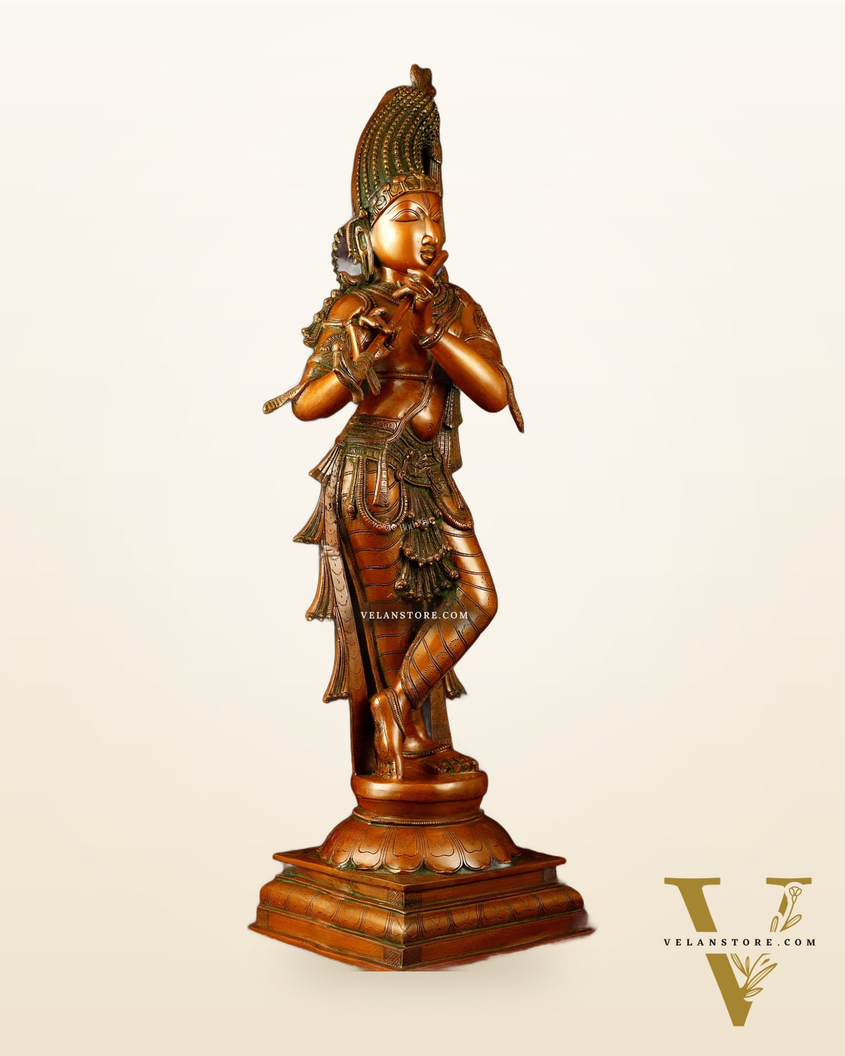 Brass Krishna kerala style Idol 36"