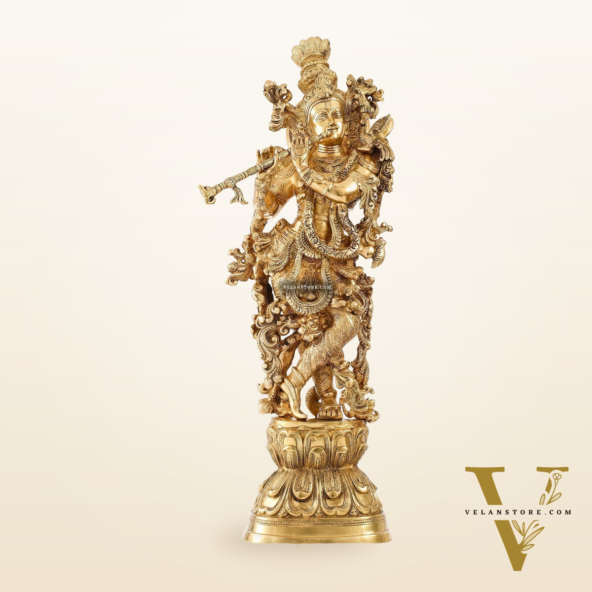 Brass Krishna statue 30 inch idol murti