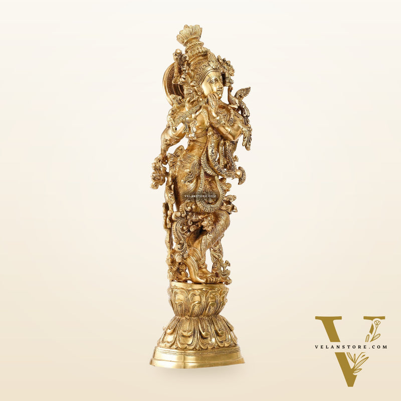 Brass Krishna statue 30 inch idol murti