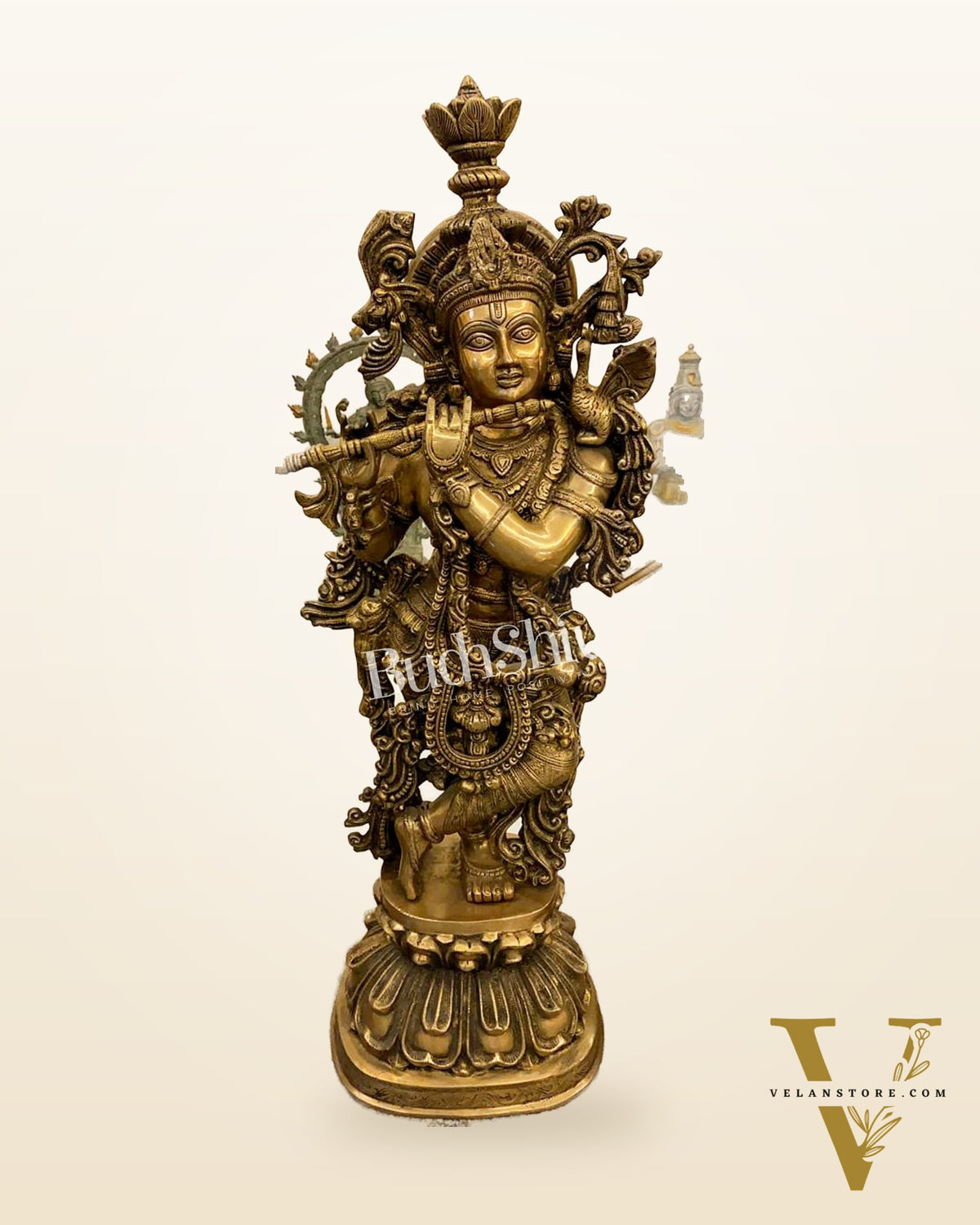 Brass Krishna Statue | 36 Inch | Handcrafted