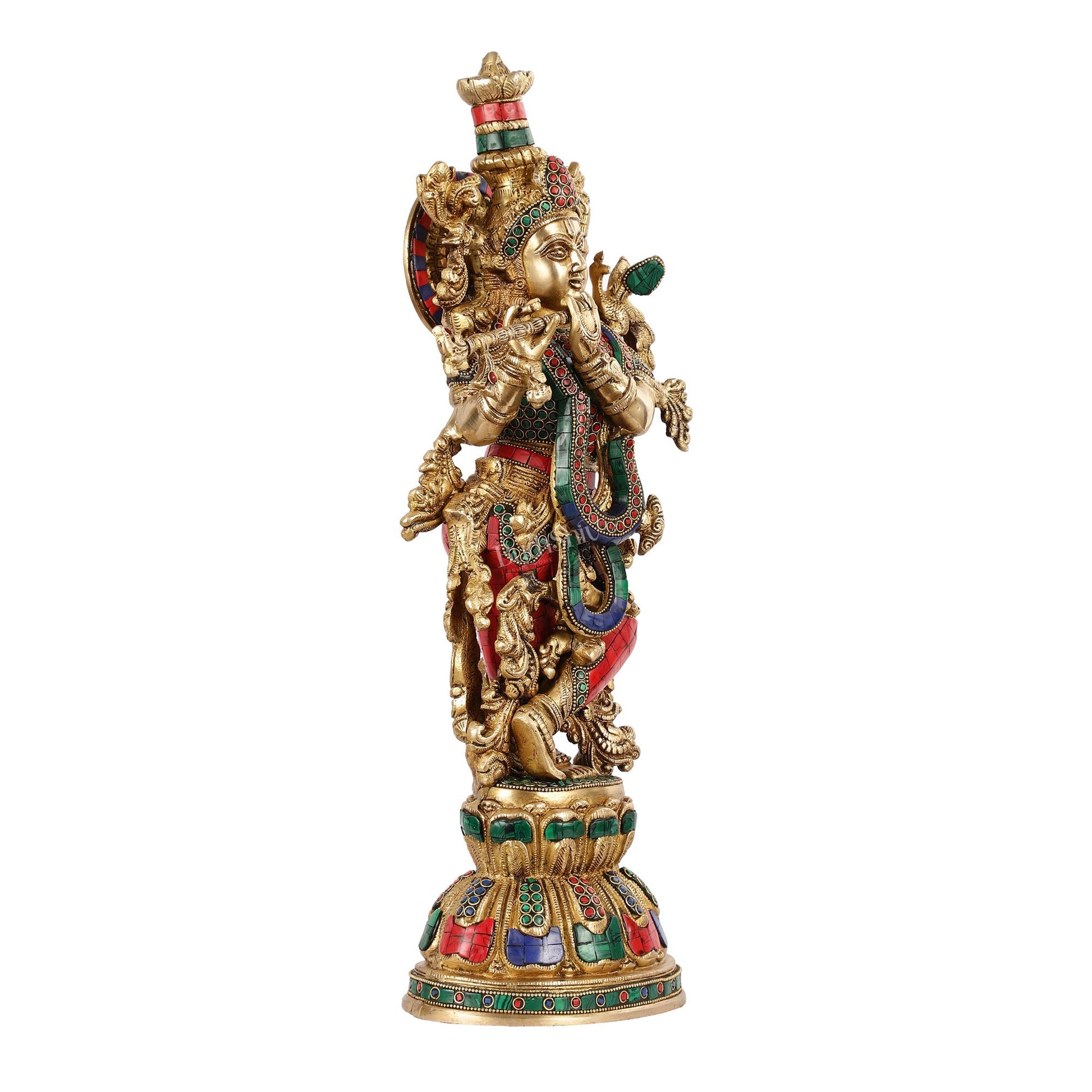 Exquisite Pure Brass Handcrafted Krishna Statue - 21"