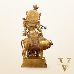 Brass Krishna with cow idol 26"