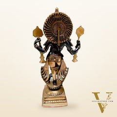 Brass Krishna with Four Arms - Vishnu Shankh, Chakra, and Flute - 31 Inch Statue