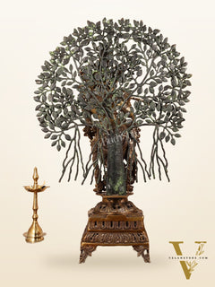 Brass Krishna with Kalpavriksha tree statue - 35"