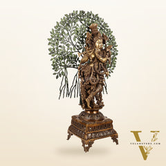 Brass Krishna with Kalpavriksha tree statue - 35"