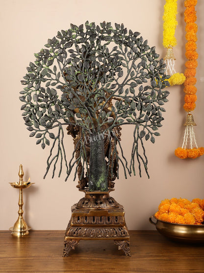 Brass Krishna with Kalpavriksha tree statue - 35"