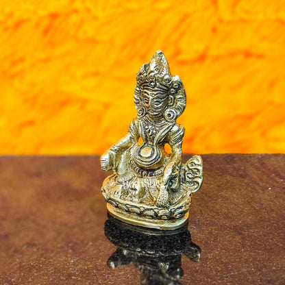 Brass Kubera Idol, 3" Height, God of Wealth