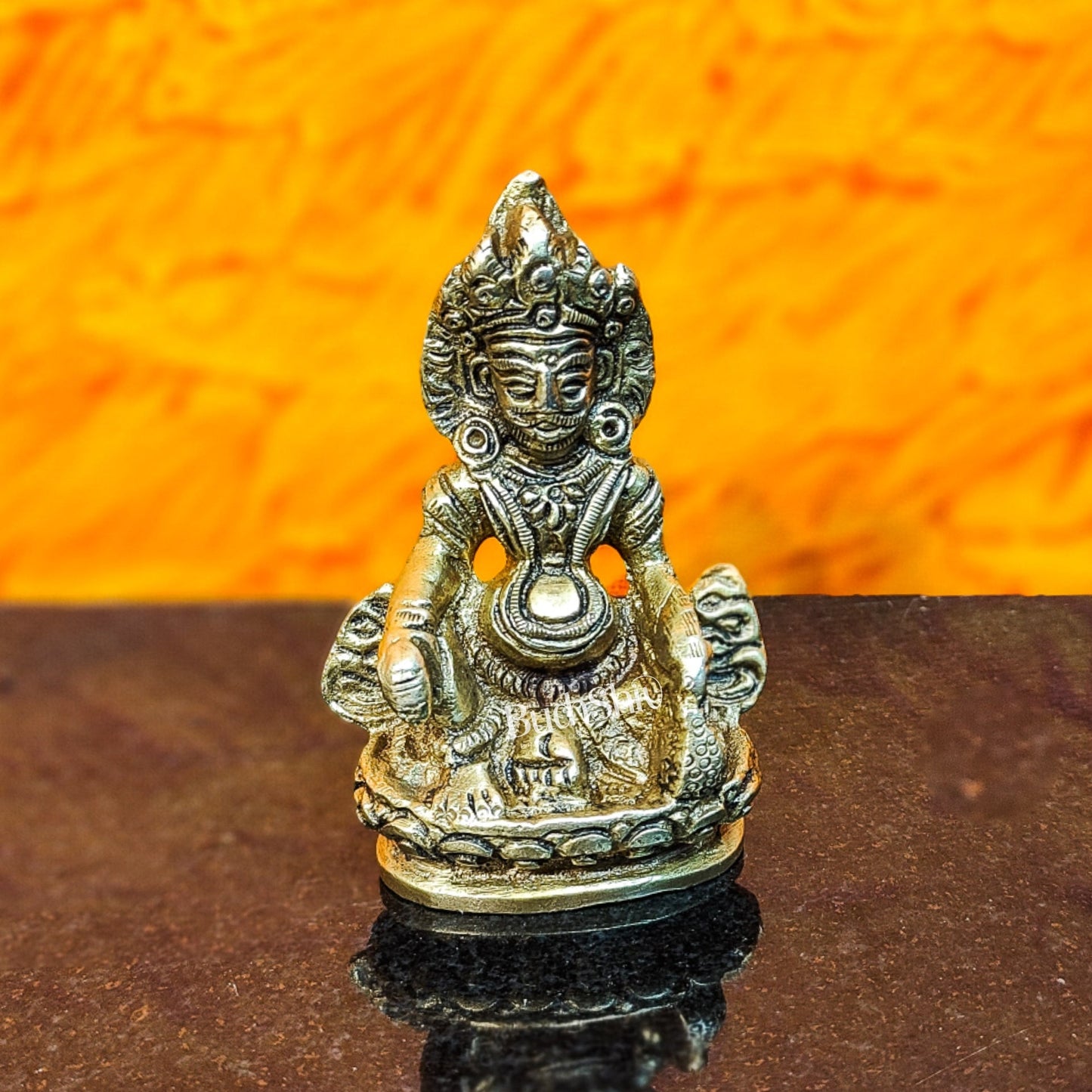 Brass Kubera Idol, 3" Height, God of Wealth