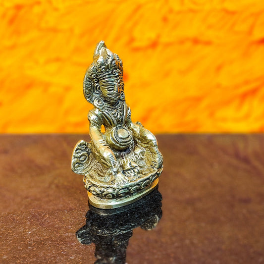 Brass Kubera Idol, 3" Height, God of Wealth