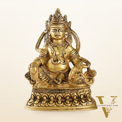 Brass Kubera Idol | 6" Height | Deity of Wealth | Handcrafted