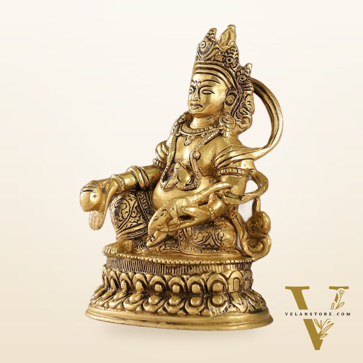 Brass Kubera Idol | 6" Height | Deity of Wealth | Handcrafted