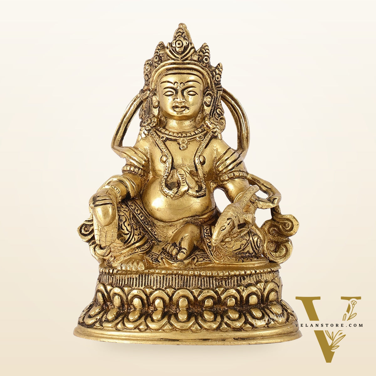 Brass Kubera Idol | 6" Height | Deity of Wealth | Handcrafted