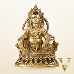 Brass Kubera Idol | 6" Height | Deity of Wealth | Handcrafted