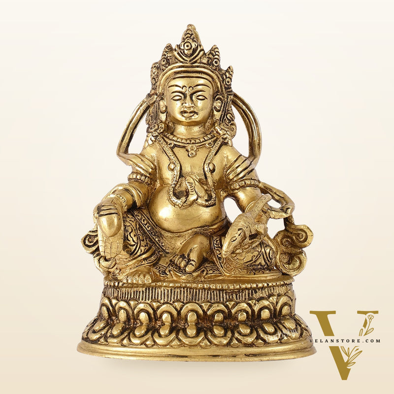 Brass Kubera Idol | 6" Height | Deity of Wealth | Handcrafted