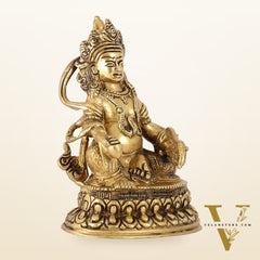 Brass Kubera Idol | 6" Height | Deity of Wealth | Handcrafted