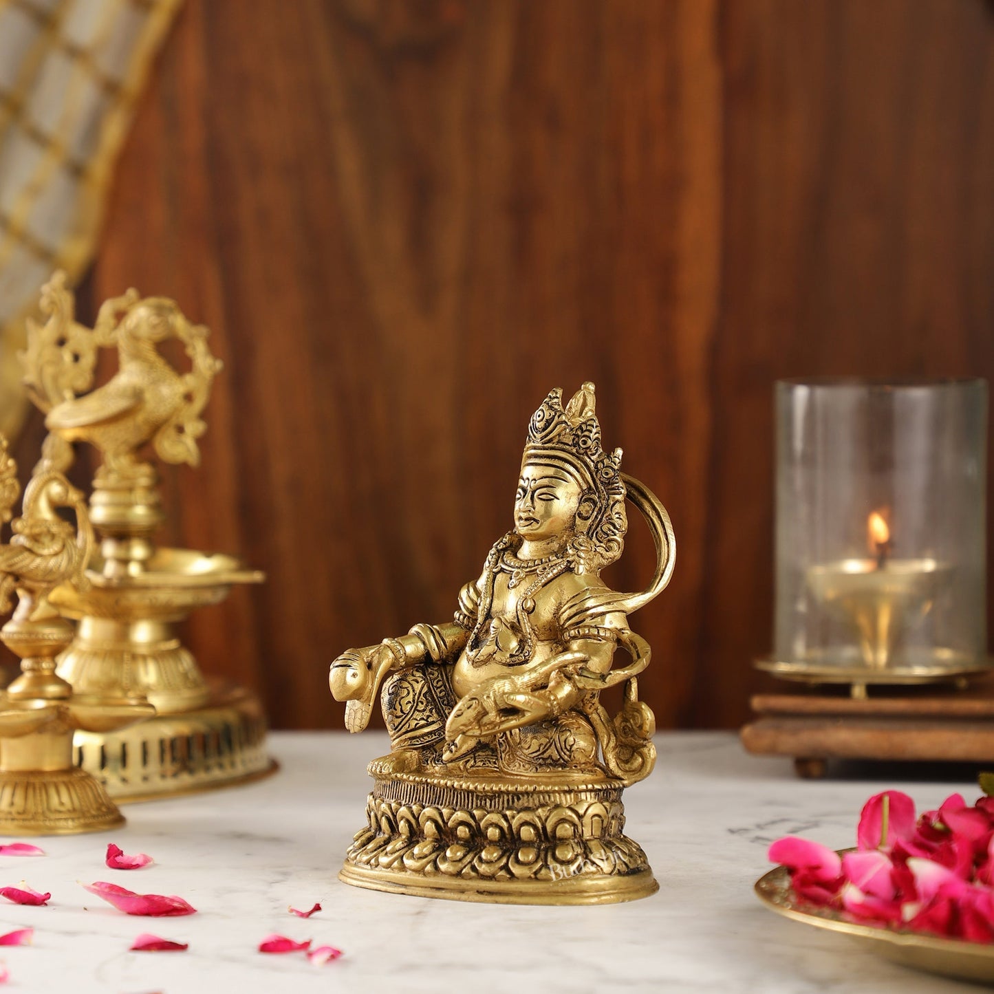 Brass Kubera Idol | 6" Height | Deity of Wealth | Handcrafted