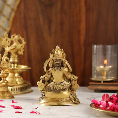 Brass Kubera Idol | 6" Height | Deity of Wealth | Handcrafted