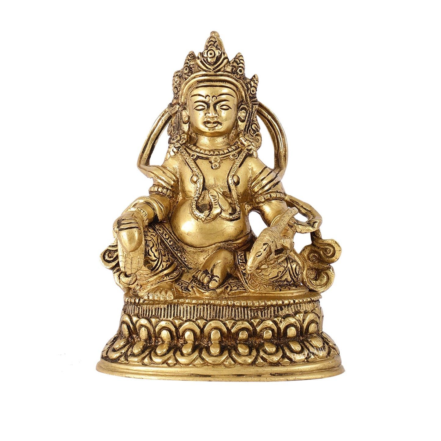 Brass Kubera Idol | 6" Height | Deity of Wealth | Handcrafted