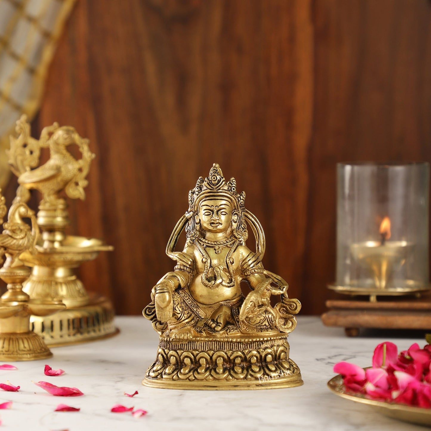 Brass Kubera Idol | 6" Height | Deity of Wealth | Handcrafted