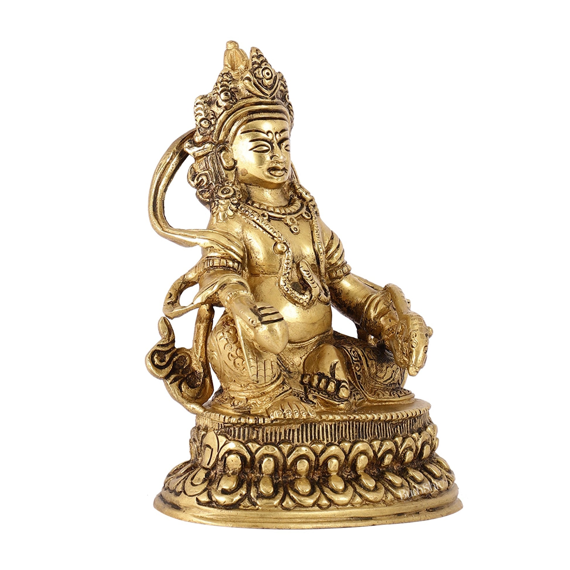 Brass Kubera Idol | 6" Height | Deity of Wealth | Handcrafted