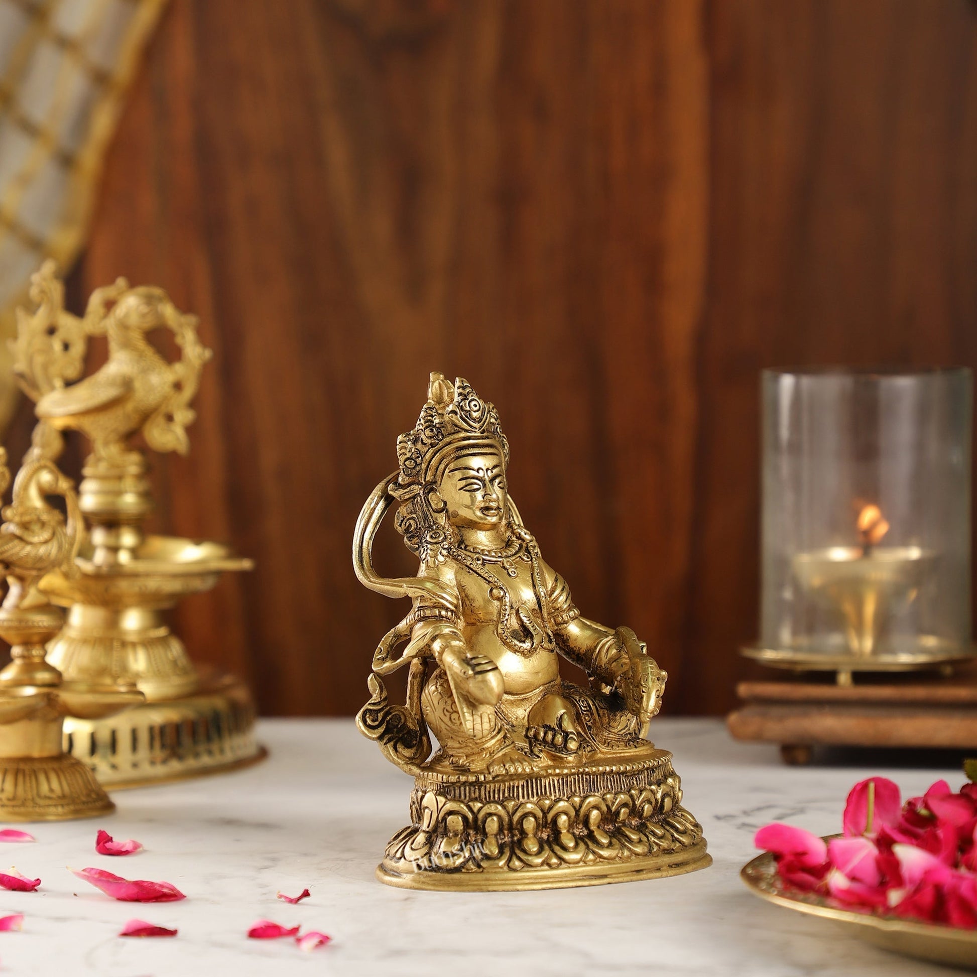 Brass Kubera Idol | 6" Height | Deity of Wealth | Handcrafted