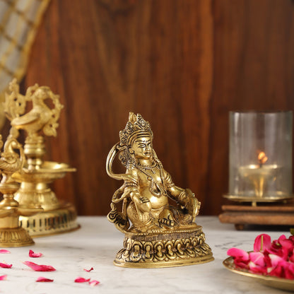 Brass Kubera Idol | 6" Height | Deity of Wealth | Handcrafted
