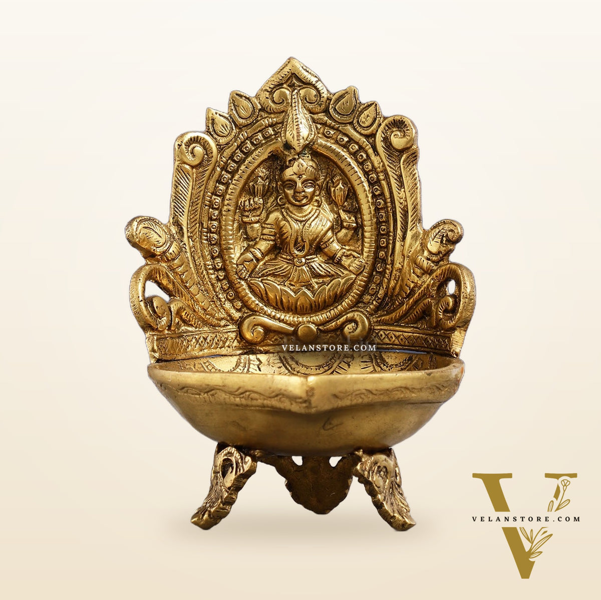 Brass lakshmi Diya Oil Lamp - 7 Inch