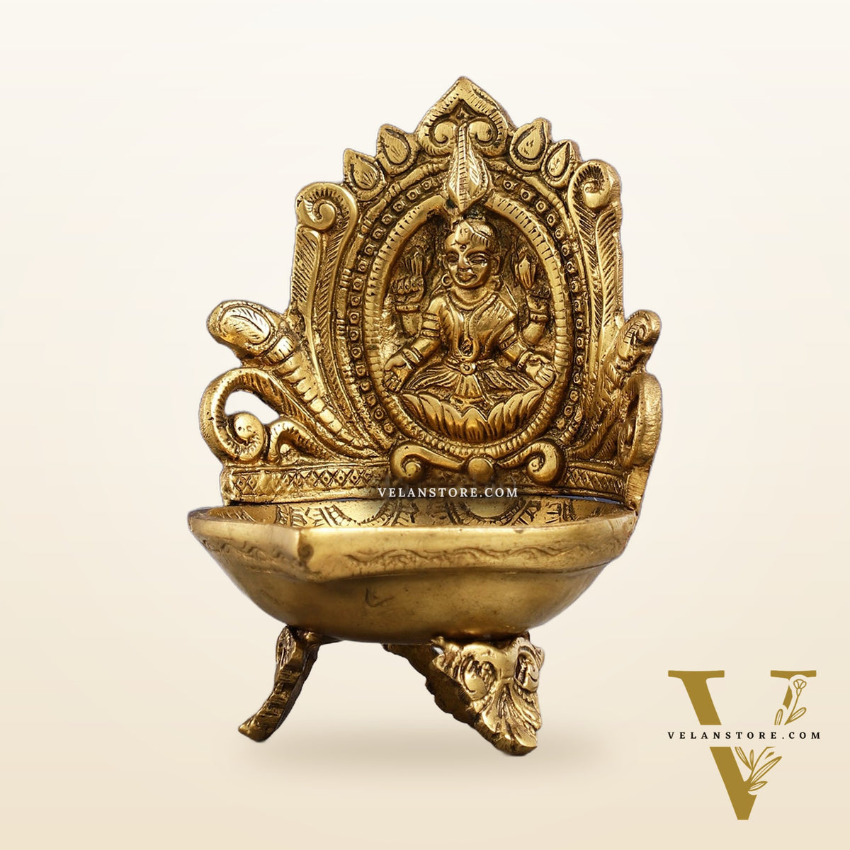 Brass lakshmi Diya Oil Lamp - 7 Inch
