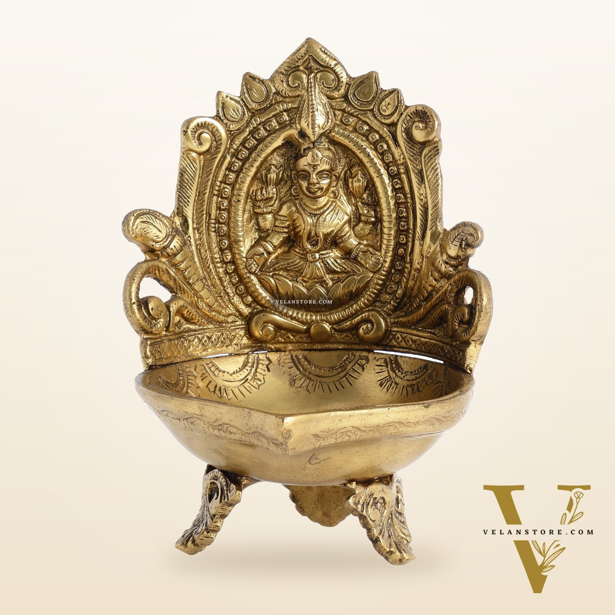 Brass lakshmi Diya Oil Lamp - 7 Inch