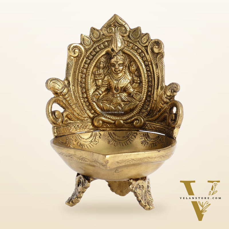 Brass lakshmi Diya Oil Lamp - 7 Inch
