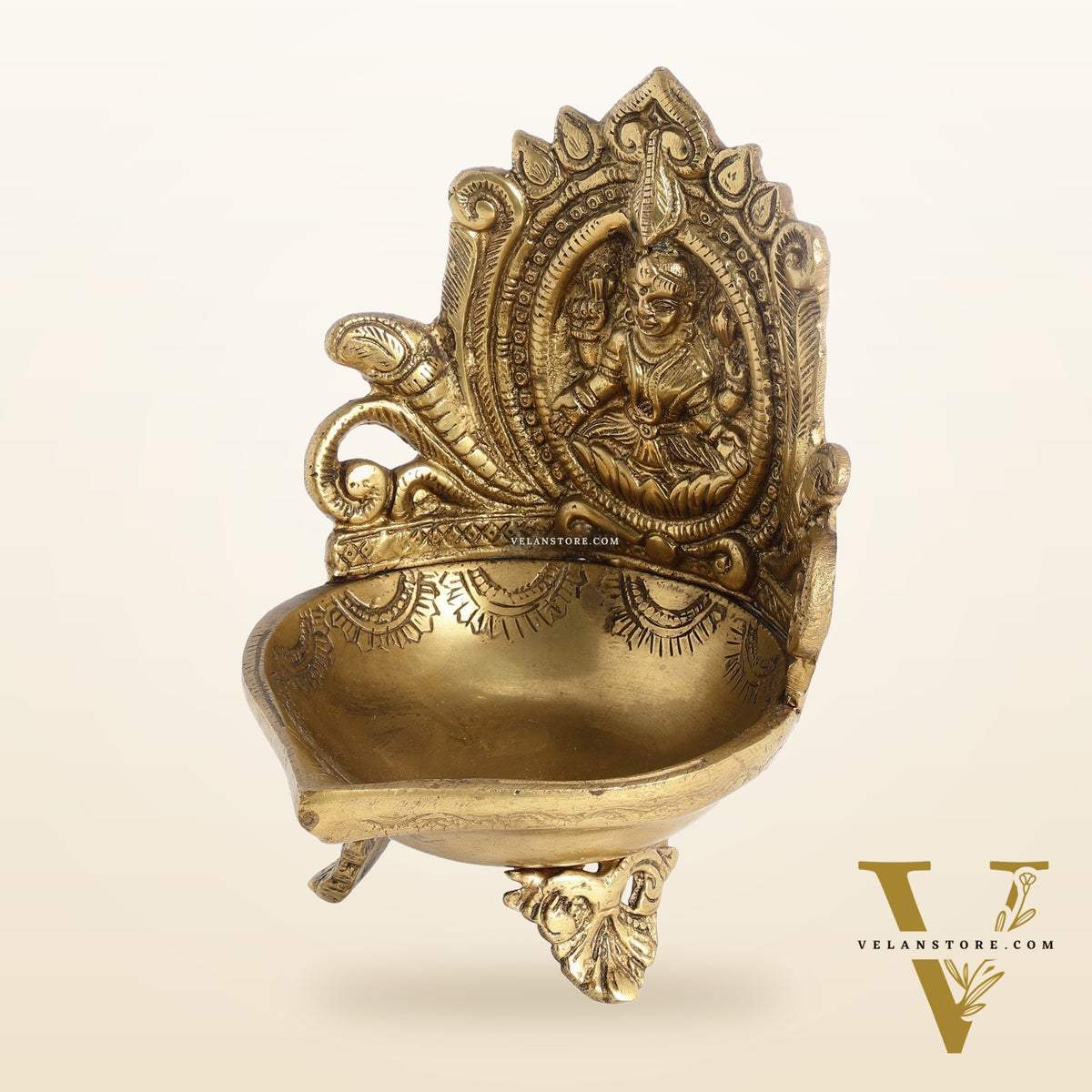 Brass lakshmi Diya Oil Lamp - 7 Inch