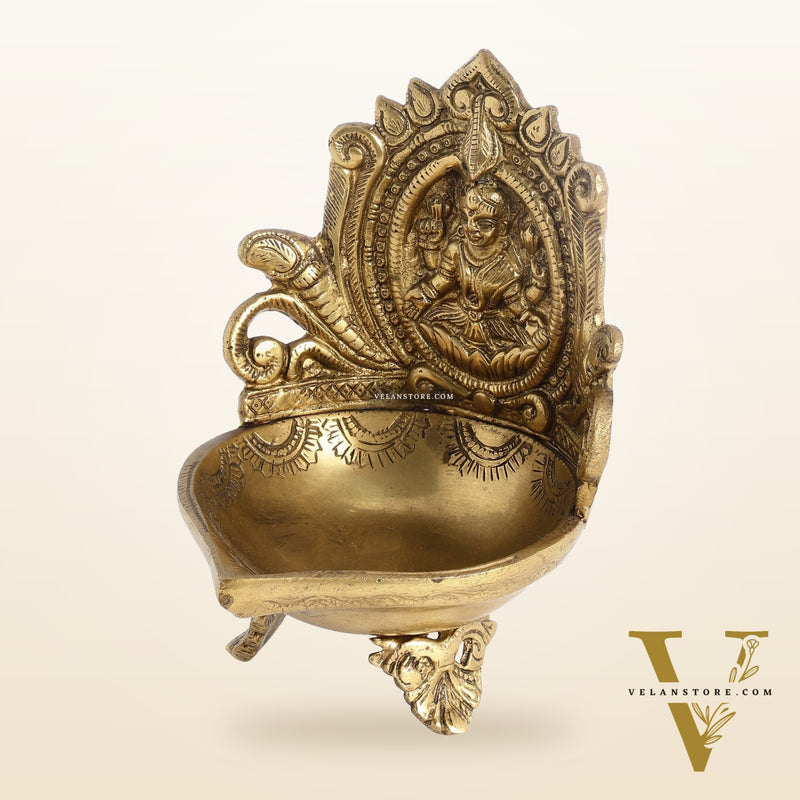 Brass lakshmi Diya Oil Lamp - 7 Inch