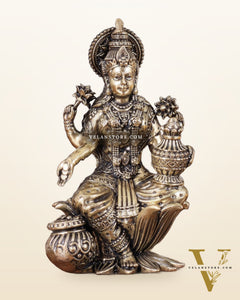 Brass Lakshmi Idol Seated on Lotus 4 inch