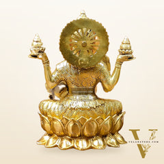 Brass Lakshmi Idol with Golden Finish | 12" Height | Exquisite Craftsmanship