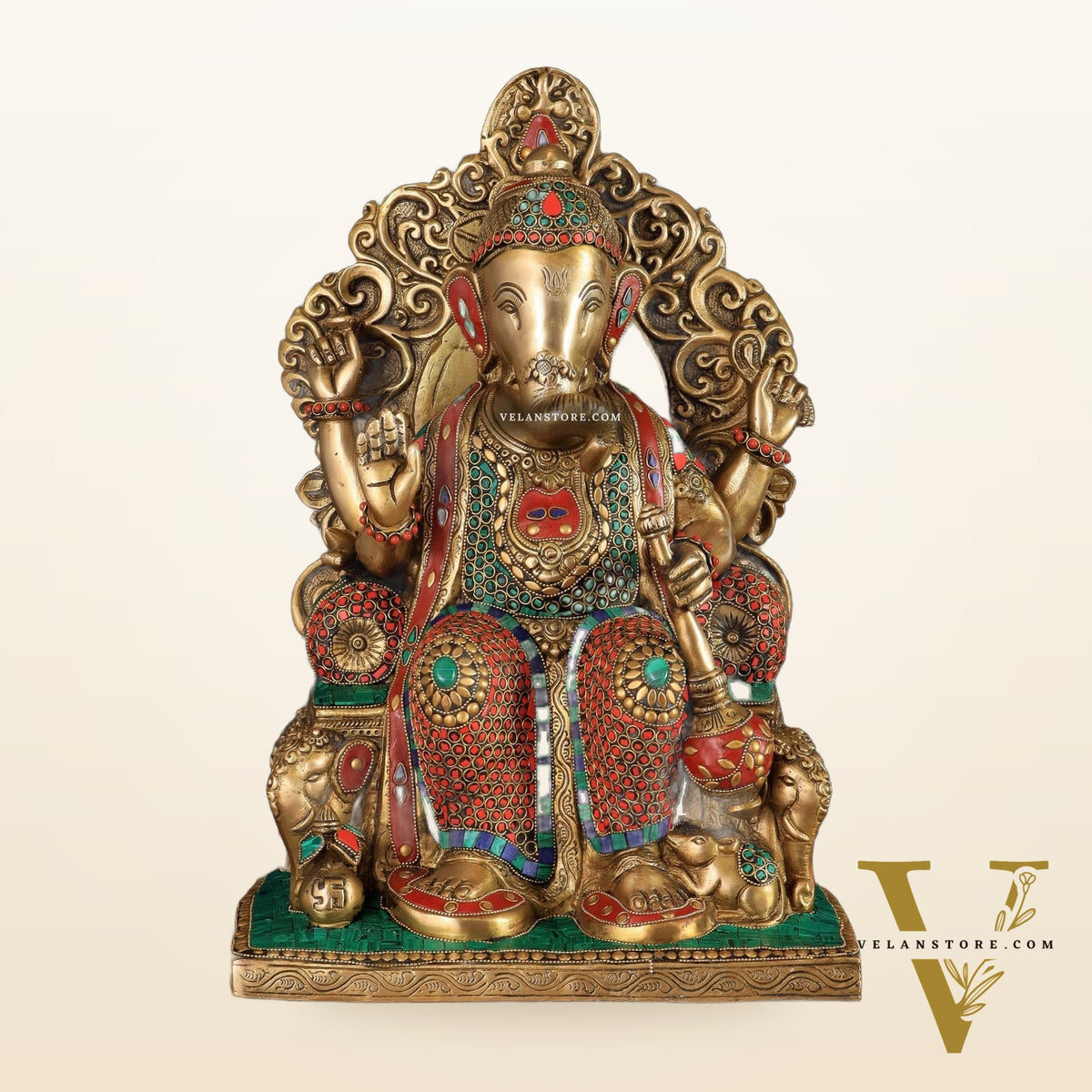 Brass Lalbaug Ka Raja Ganapati Statue - 17"