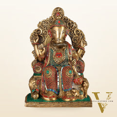 Brass Lalbaug Ka Raja Ganapati Statue - 17"