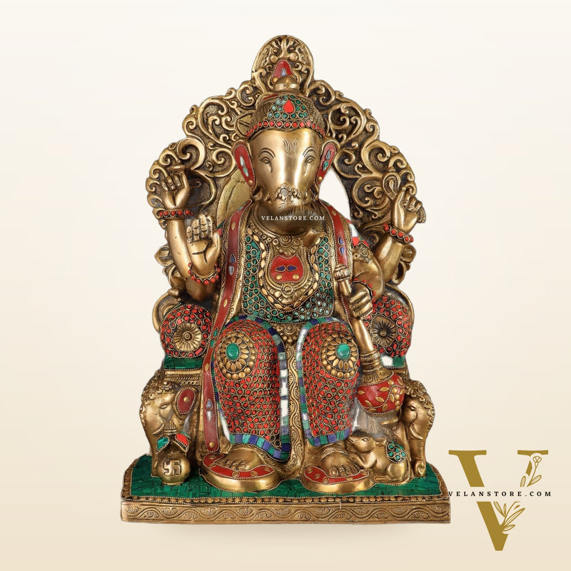 Brass Lalbaug Ka Raja Ganapati Statue - 17"