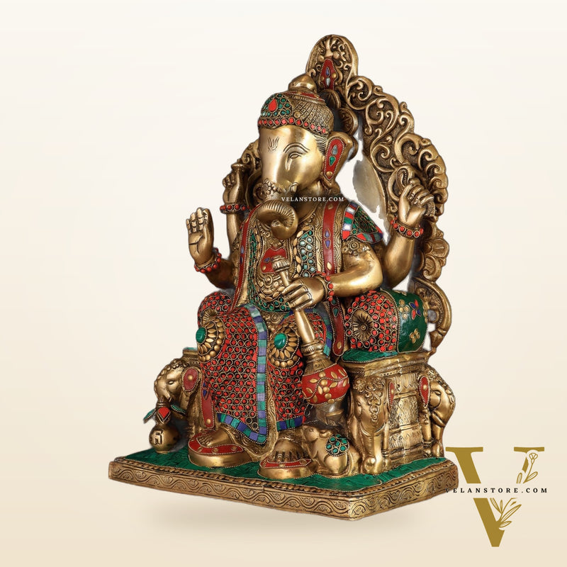 Brass Lalbaug Ka Raja Ganapati Statue - 17"