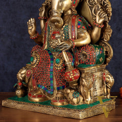 Brass Lalbaug Ka Raja Ganapati Statue - 17"