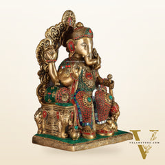 Brass Lalbaug Ka Raja Ganapati Statue - 17"