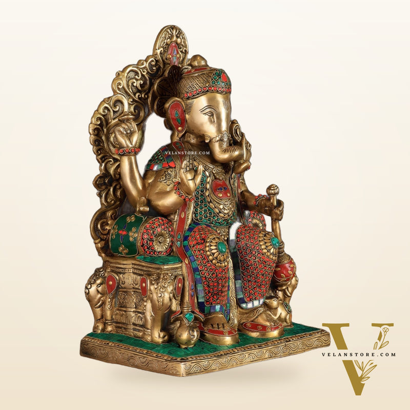 Brass Lalbaug Ka Raja Ganapati Statue - 17"