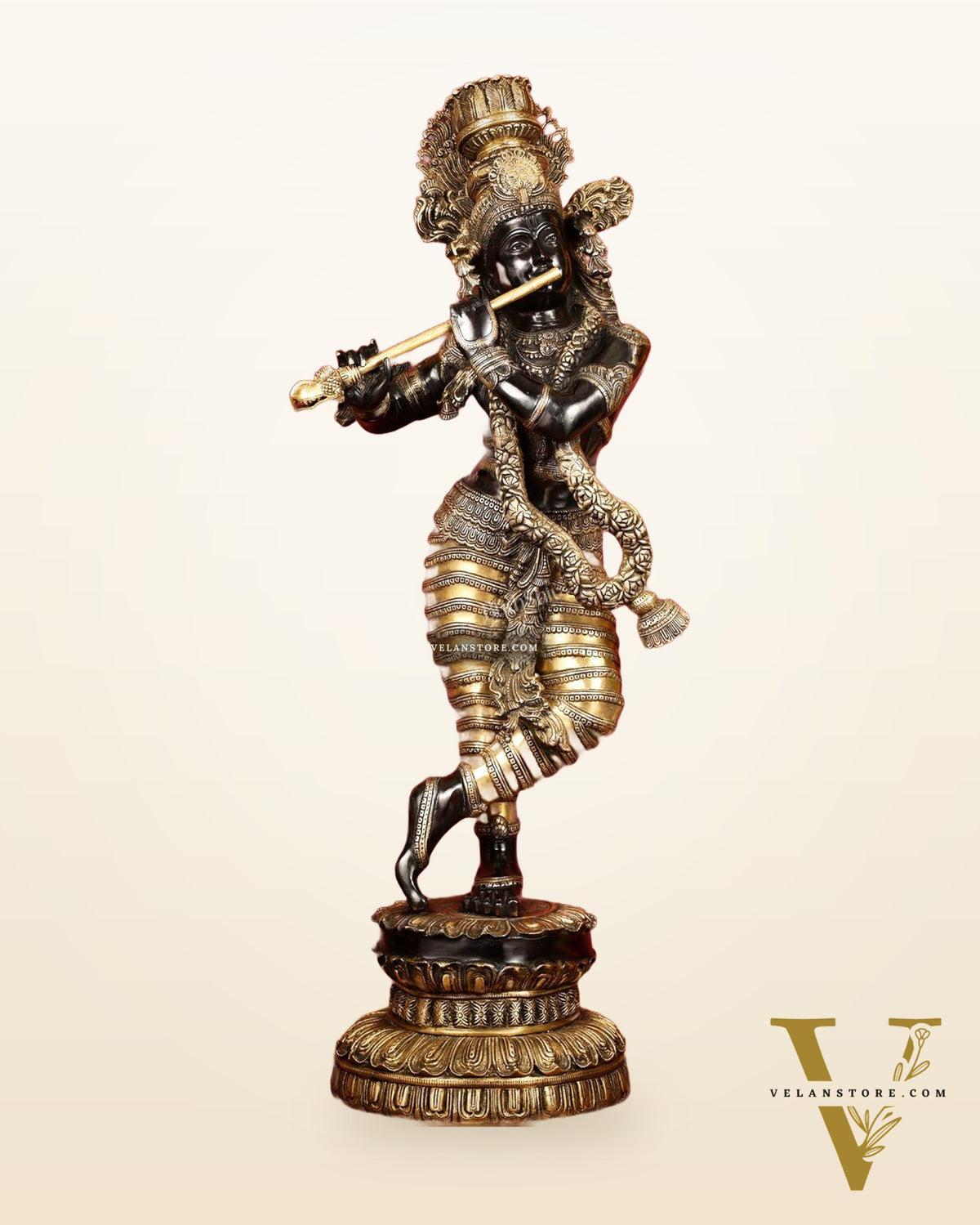 Brass Large black Krishna Statue - 46 inch