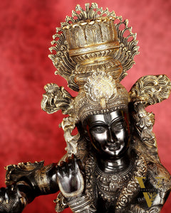 Brass Large black Krishna Statue - 46 inch