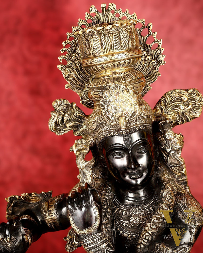 Brass Large black Krishna Statue - 46 inch