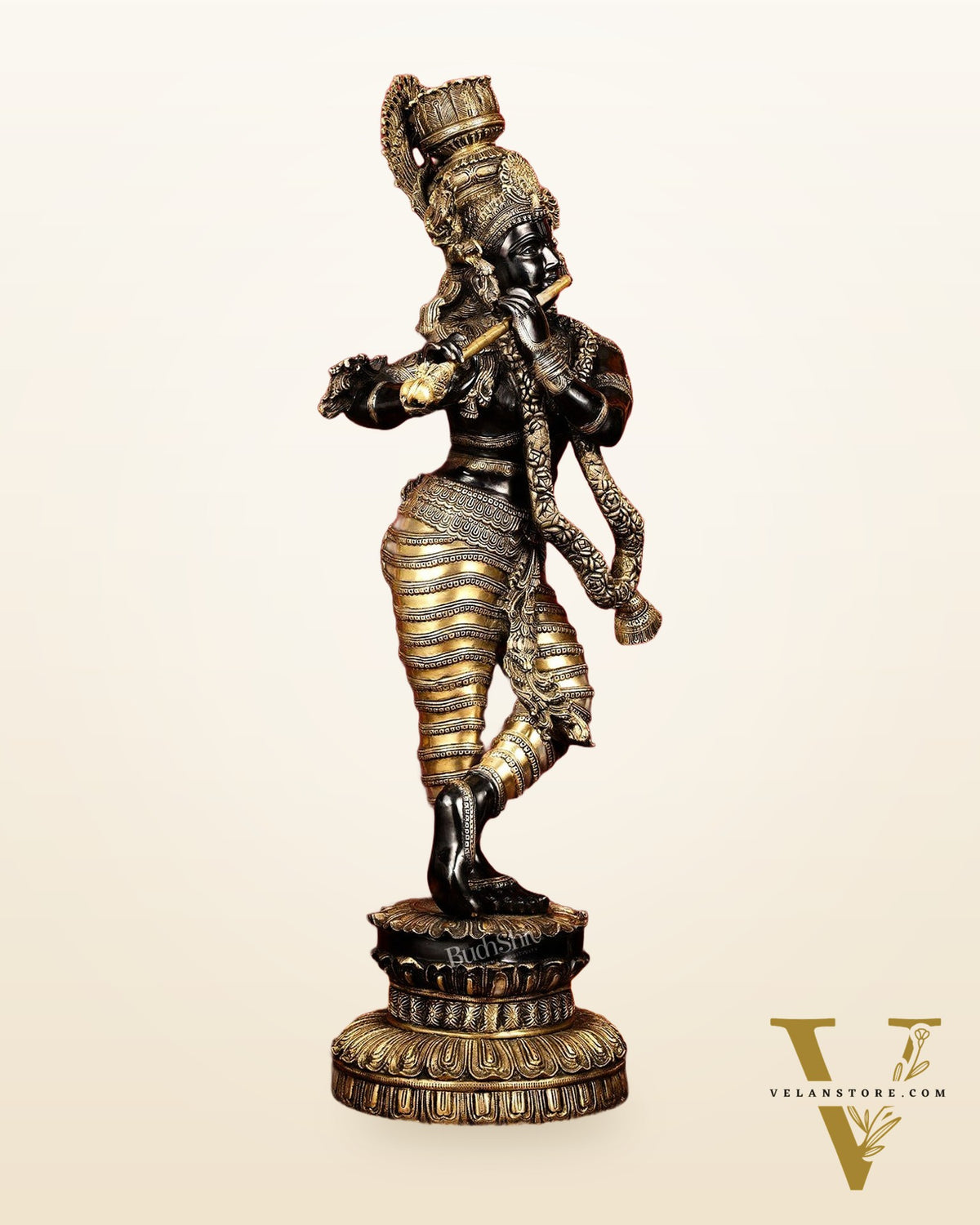 Brass Large black Krishna Statue - 46 inch