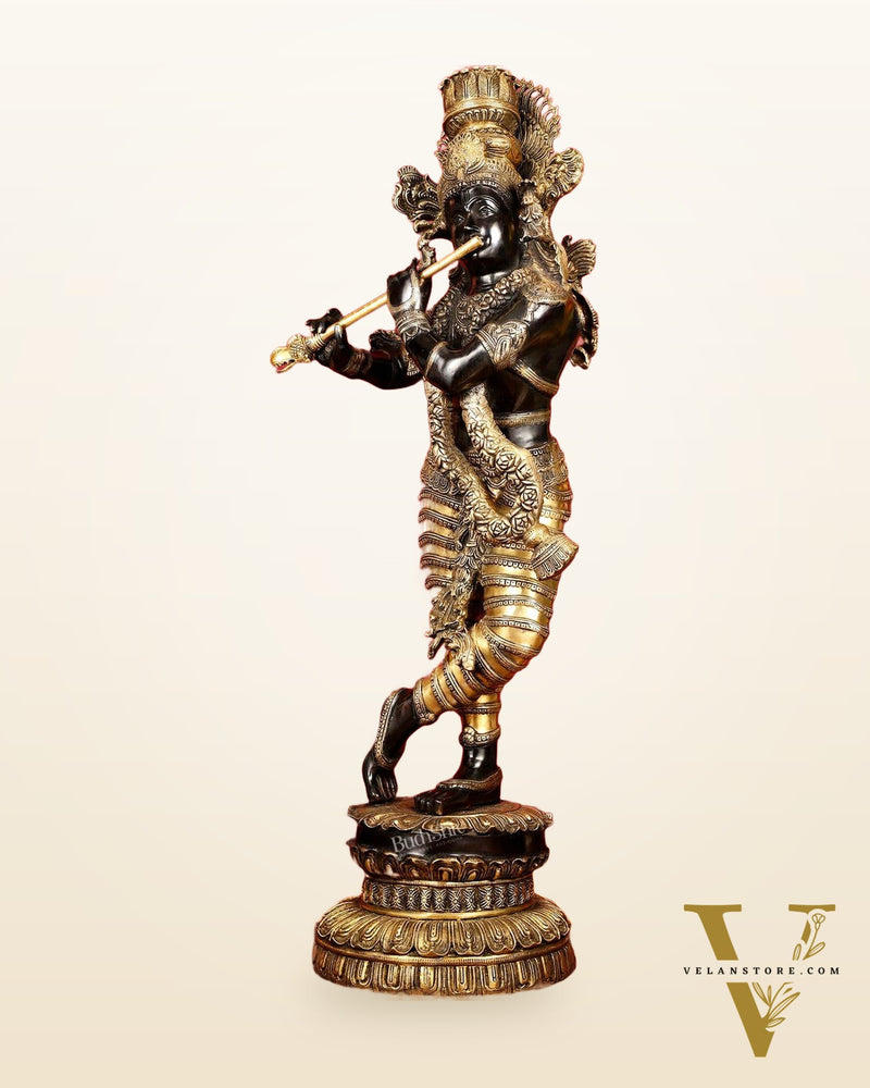 Brass Large black Krishna Statue - 46 inch